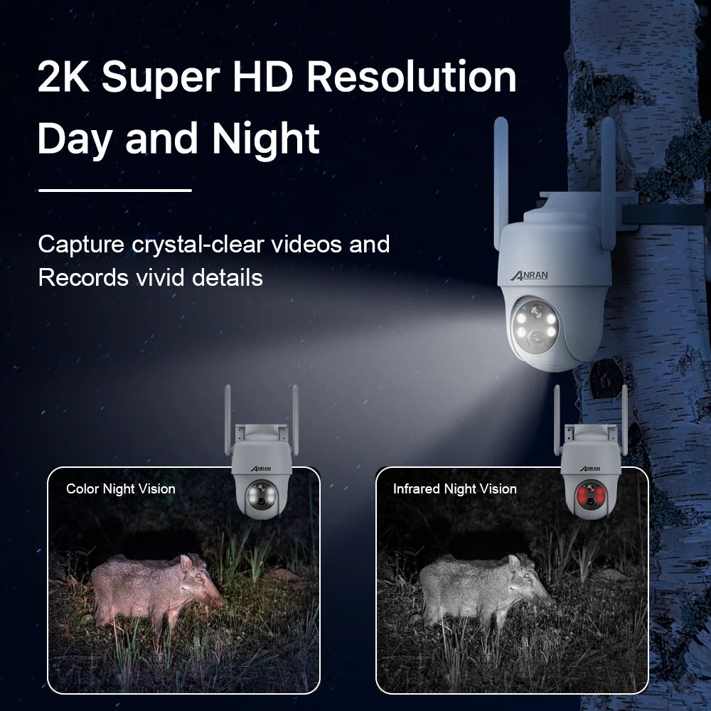 ANRAN G1 2K 3MP Solor Security Camera, 2K Super HD Resolution and Night Capture crystal-clear videos and Records vivid details
