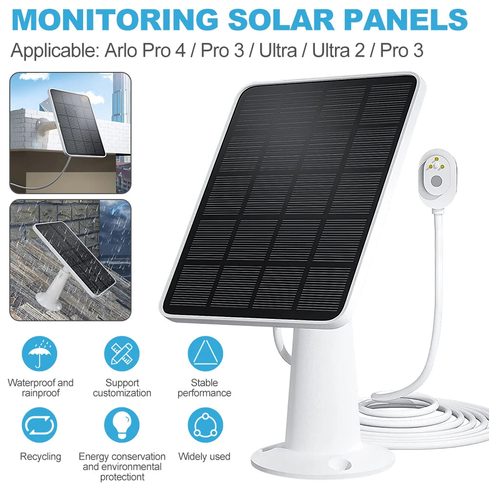 Arlo Ultra 2 Solar Panel, Monitor solar panels compatible with Arlo Pro cameras; enjoy stable, rain-proof performance and eco-friendly features.