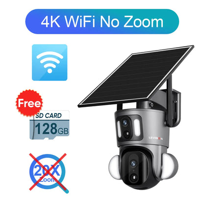 LS VISION 4K Solar Camera - 20X Optical Zoom Dual Screen Outdoor 8MP 4G/WiFi PTZ Dual PIR Detection Auto Tracking Security Cameras