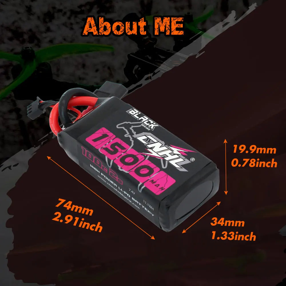 2pcs CNHL 2S Lipo Battery, 7.4V 1500mAh 100C CNHL 2S LiPo battery with XT60 plug, designed for high-performance RC drones requiring reliable power and fast discharge.