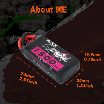 2pcs CNHL 2S Lipo Battery, 7.4V 1500mAh 100C CNHL 2S LiPo battery with XT60 plug, designed for high-performance RC drones requiring reliable power and fast discharge.