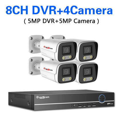 Devoccvo 5MP 8CH AHD DVR Kit, Outdoor camera system with 4 cameras and DVR for real-time video monitoring.