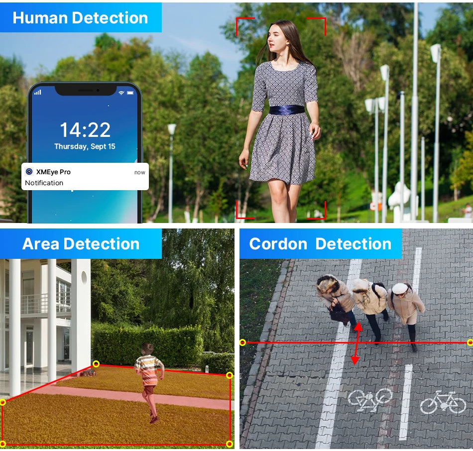 Hiseeu 2K 4MP Camera, Real-time human detection and alert notifications for XMEye Pro users.