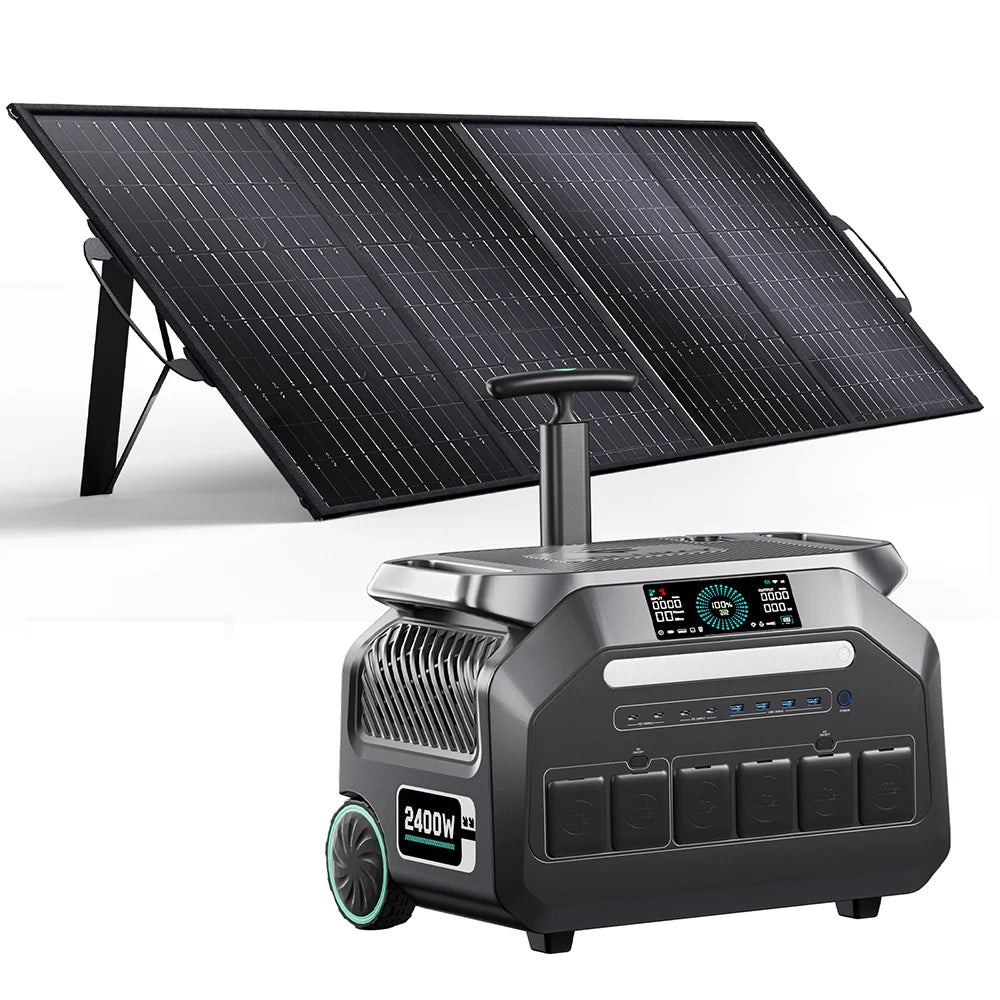 IEETEK P2400 Solar Generator With Solar Panel, 2048Wh LiFePO4 2400W (4800W Peak), APP Control, UPS, 400W Panel Kit