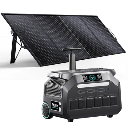 IEETEK P2400 Solar Generator With Solar Panel, 2048Wh LiFePO4 2400W (4800W Peak), APP Control, UPS, 400W Panel Kit