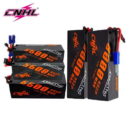CNHL 3S/4S LiPo Battery 5600/6600/8000mAh 11.1V/14.8V 120C Hard Case, T/EC5 Plug for RC Car, Boat, Truck, Truggy