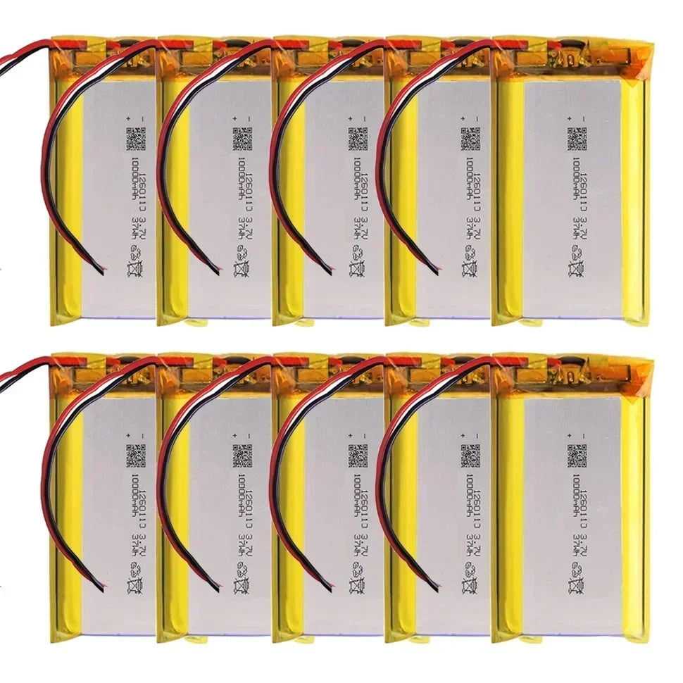 1260110 Lithium Polymer Battery 3.7V 10000mAh Li‑Po Rechargeable Cell for Power Bank, Laptop, LED & Camping DIY