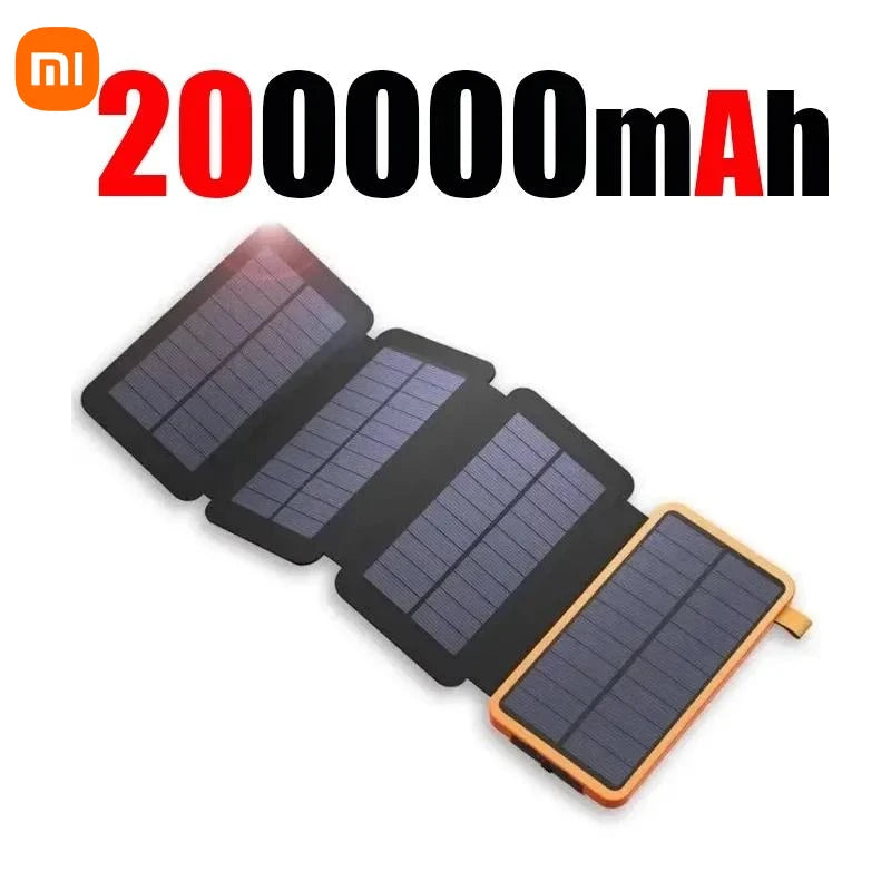 Xiaomi Solar Power Bank 20000mAh With 4-Panel Foldable Solar Charger, Dual USB, Type-C Input, 9-LED Light, Wireless Qi