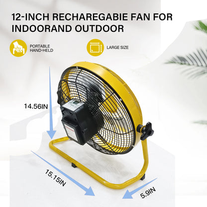 14 Inch Portable Rechargeable Table Fan with Solar Panel Powered and AC Charger Dual Input for Household, Camping, Fishing