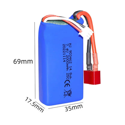 7.4V 2000mAh 903462 2S Lipo Battery for 144001 12428 12423 FT009 RC Car & Speedboat Spare Parts Upgrade