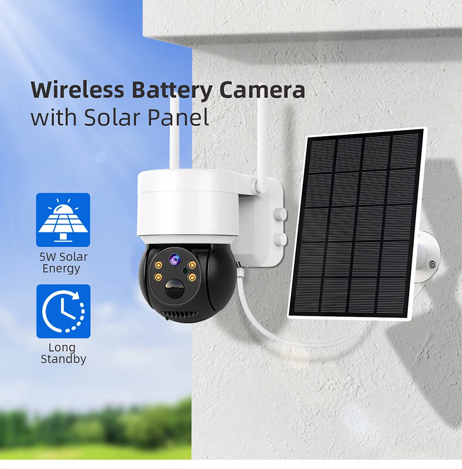 Hiseeu WTD512 1080P 2MP Solar Camera, Wireless Battery Camera with Solar Panel SW Solar Energy Long Stand