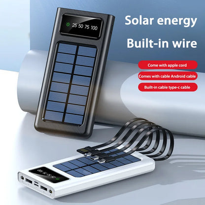 OnePlus 200000mAh Solar Power Bank, Solar-powered bank with cables, dual USB, flashlight, fast charge, 200,000mAh, digital display.
