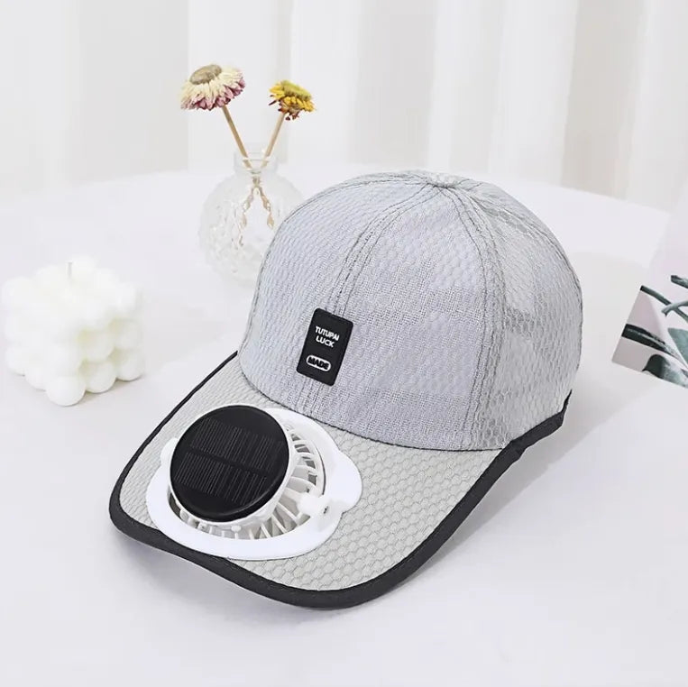 Solar Powered USB Rechargeable Mesh Baseball Cap with Cooling Fan – Summer Outdoor Breathable Sun Hat