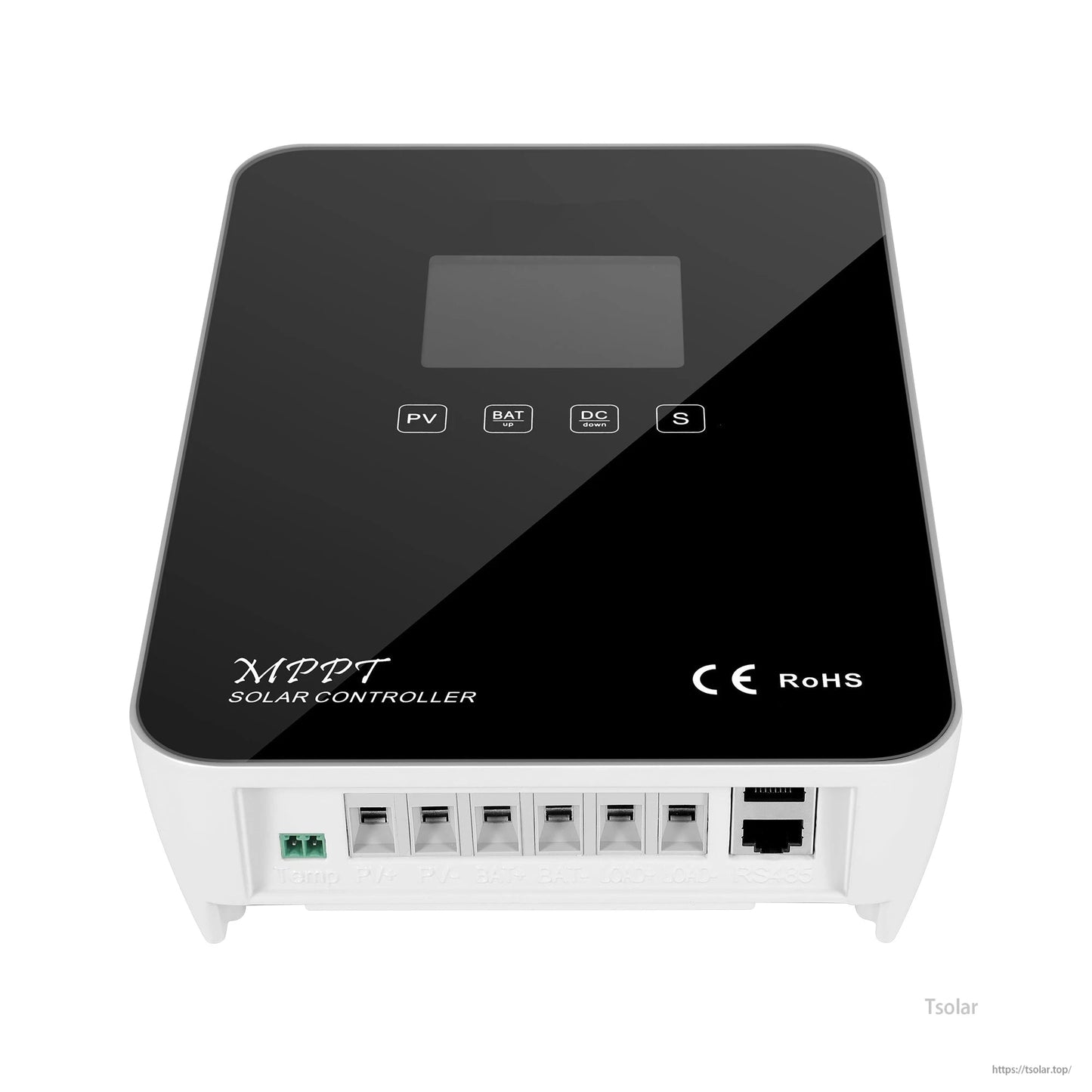SolarEpic EM2460 Explorer-M MPPT solar charge controller with LCD screen and multiple bottom communication ports