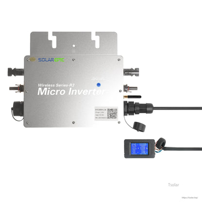 SolarEpic Grid Tie Inverter 600W/700W/800W, Wireless Waterproof IP65, DC22-60V to AC120/230V WiFi Monitor