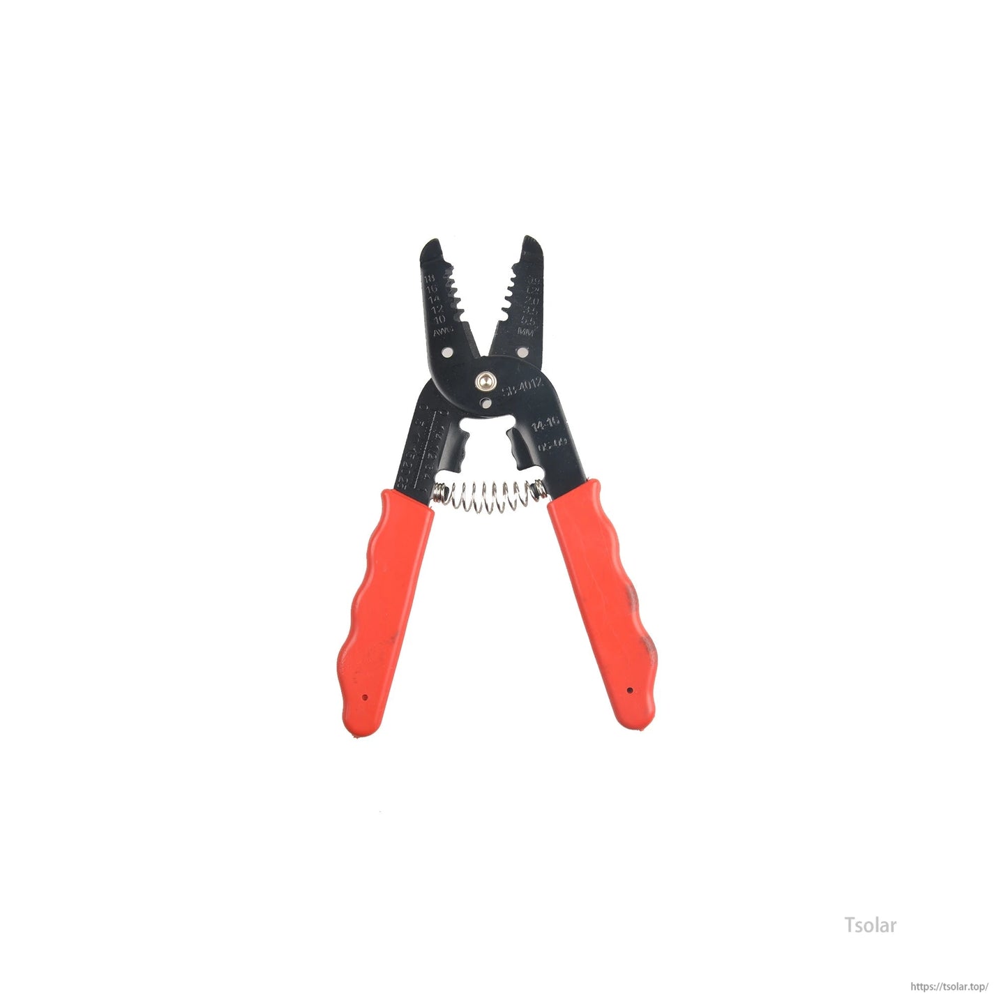 SolarEpic H03 MC4 solar terminal pressing tool with red handles and spring-loaded crimping jaws