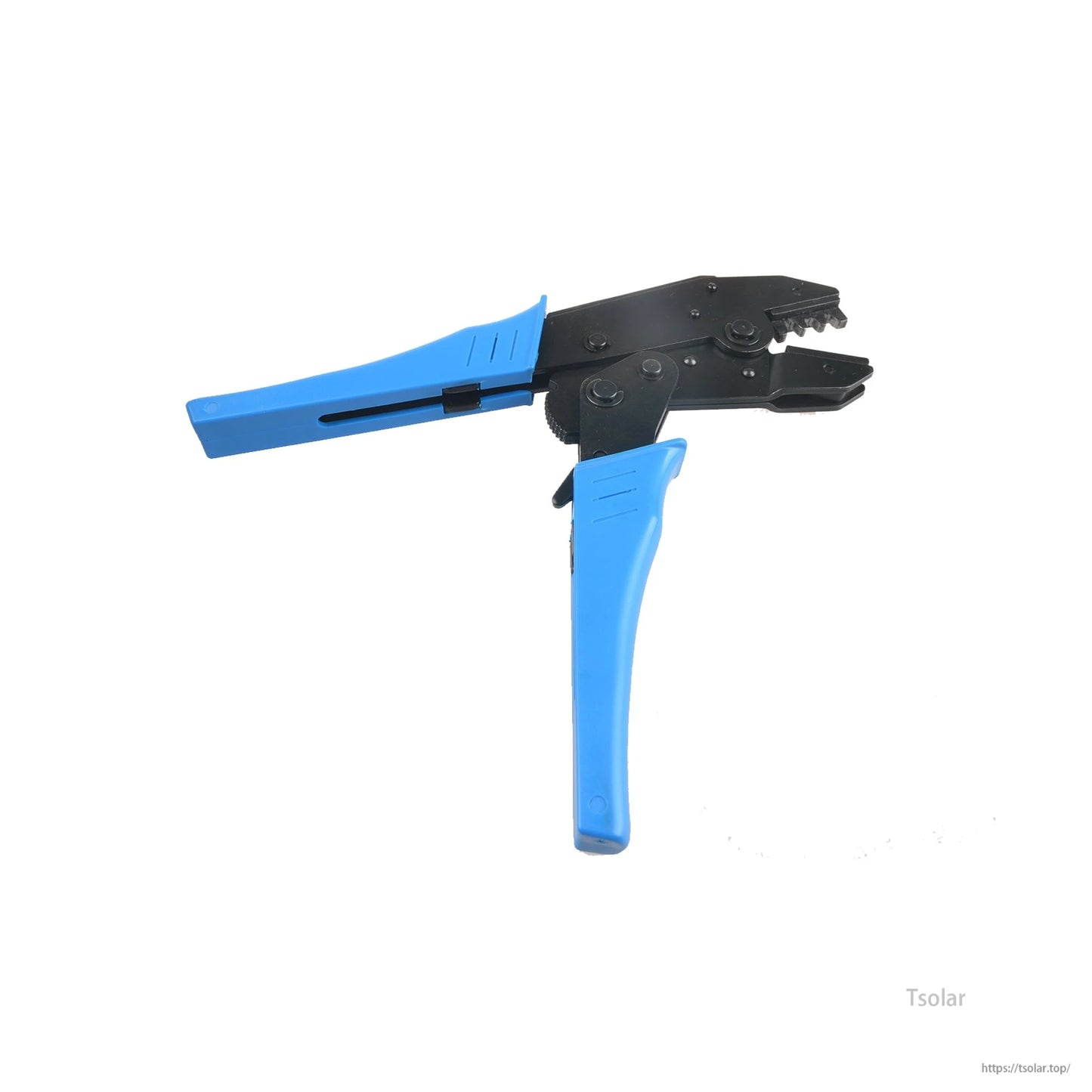 SolarEpic H03 MC4 solar terminal pressing tool with blue handles and black crimping head