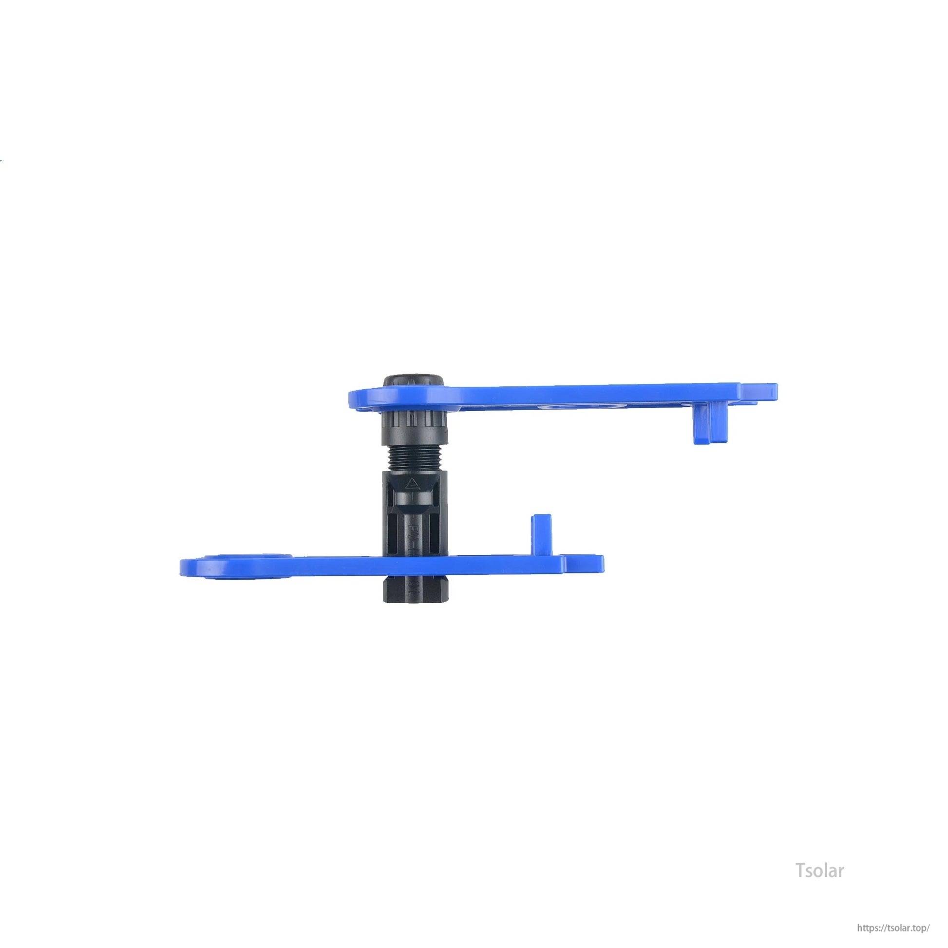 SolarEpic H03 MC4 solar terminal pressing tool with blue lever arms and a central black screw mechanism