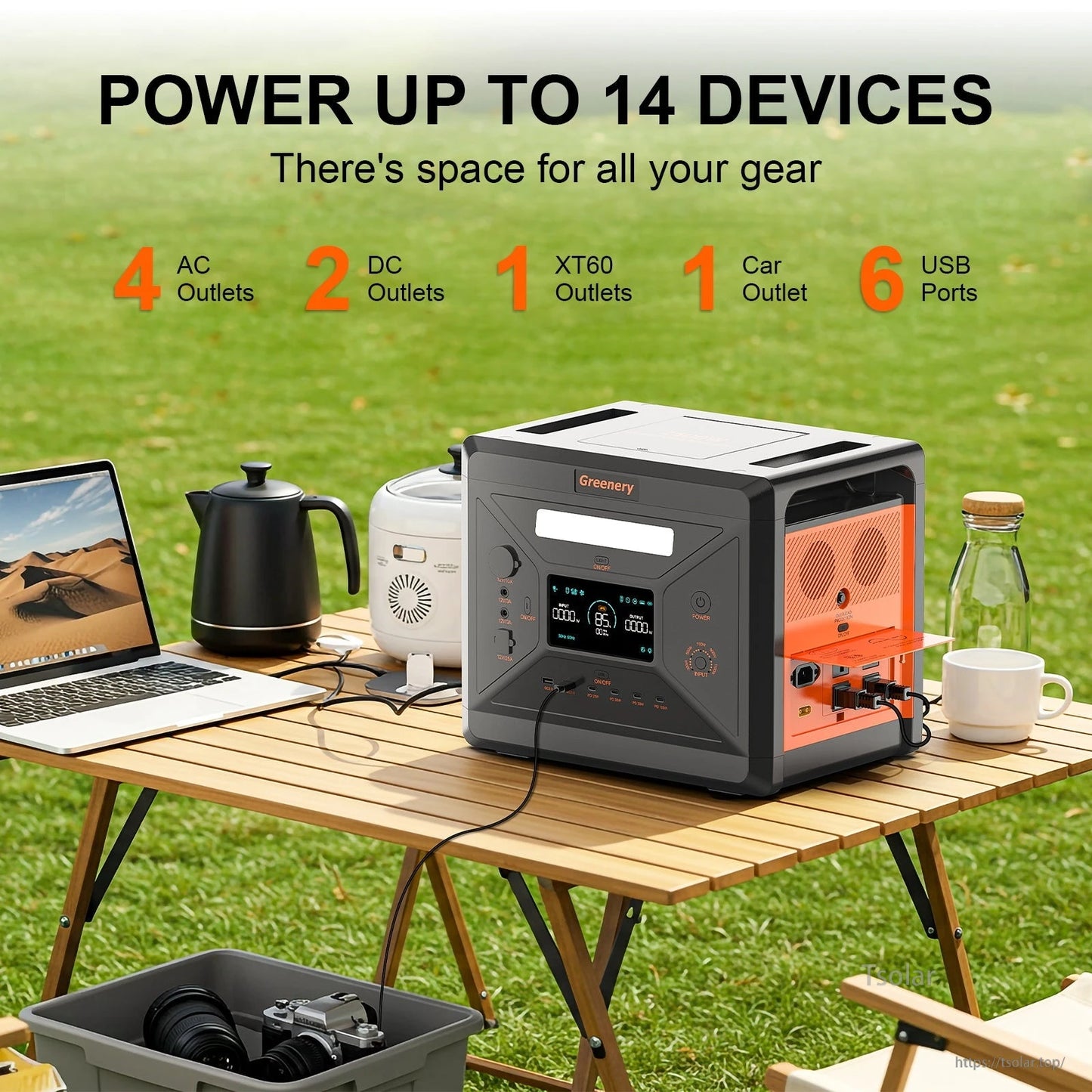 SolarPlay G2500 Portable Power Station with 400W Solar Panel, 2304Wh LiFePO4, 2500W Output, 1.5h Fast Dual Charge