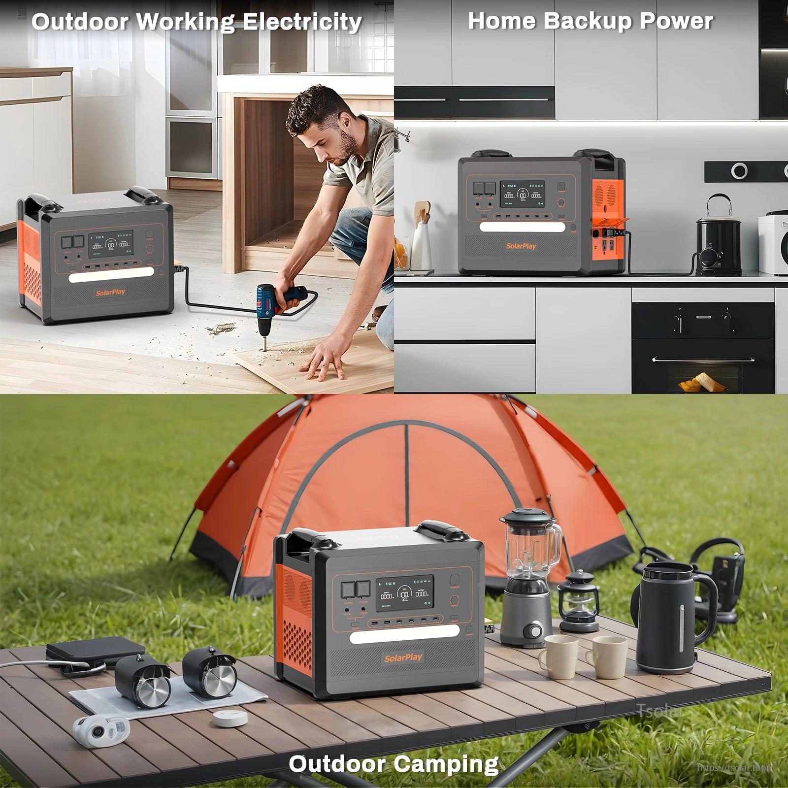 SolarPlay Q2402M Portable Power Station, Portable power station for outdoor, home, and camping use.