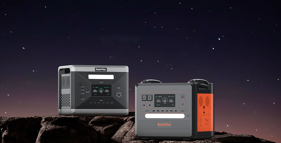 SolarPlay Q2402M Portable Power Station, It delivers 2304Wh power with 2500W output, using a long-lasting LiFePO4 battery that lasts over 10 years.