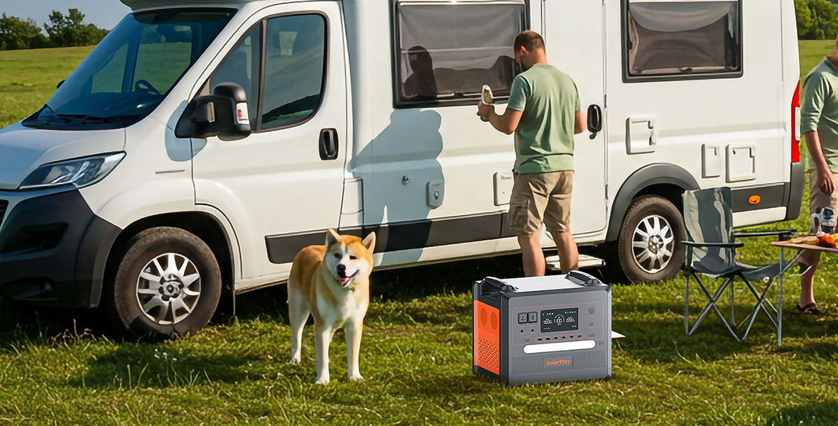 SolarPlay Q2402M portable power station with 2304Wh capacity, 2500W AC output, and 12 total output ports.