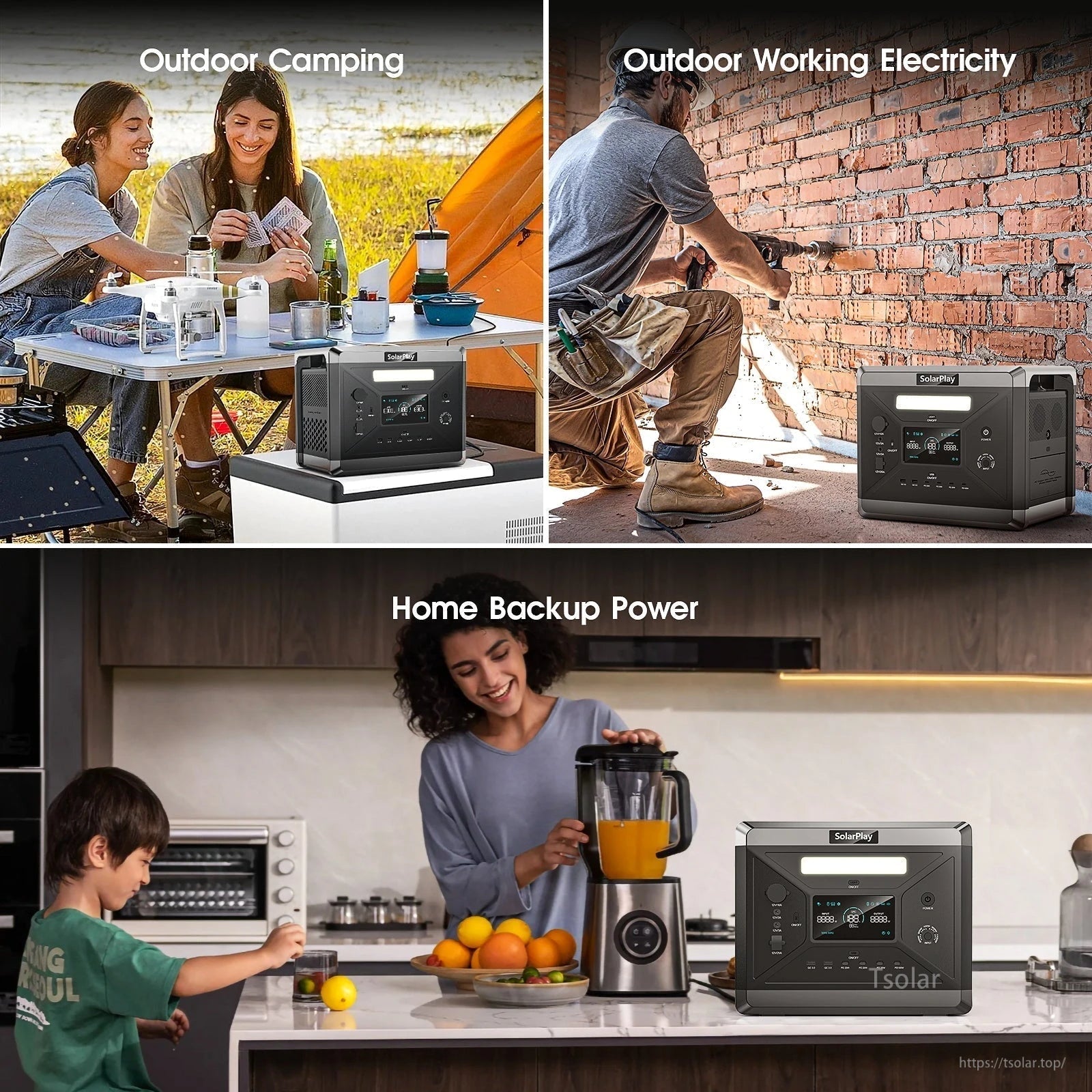 SolarPlay Q2501 Portable Power Station, Portable power station for camping, outdoor use, and home backup.