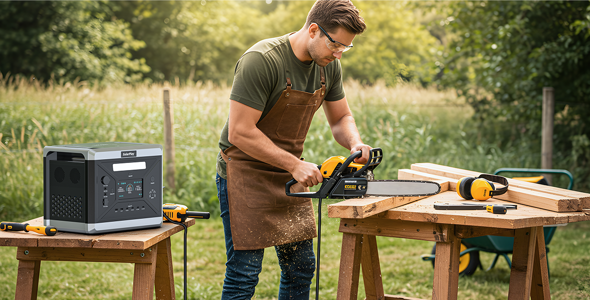 SolarPlay Q2501 Portable Power Station, Charges devices from various power sources including AC adapters and solar panels.