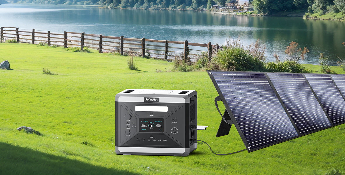 SolarPlay Q2501 Portable Power Station, The LiFePO4 battery has a long lifespan, rated for 3500+ cycles and designed to last 15 years, working with various power sources.