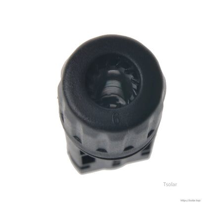 TUV MC4 Solar Photovoltaic Connector, Close-up of a black MC4 solar photovoltaic connector body with circular opening and locking tabs