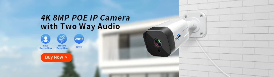 Hiseeu 5MP Camera, Secure surveillance camera with motion detection, audio, and ONVIF certification for reliable remote monitoring.