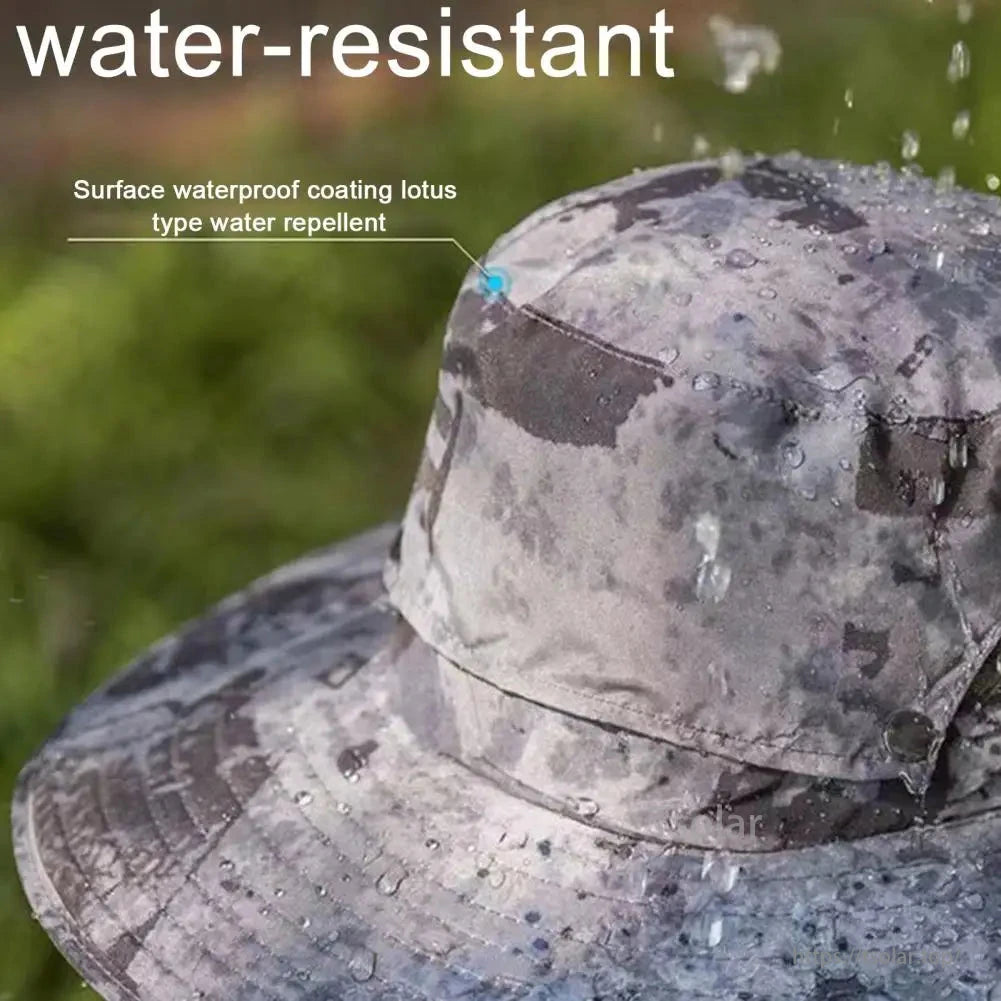Unisex Solar Fan Sun Hat, Water-resistant hat with waterproof coating, ideal for outdoor activities.