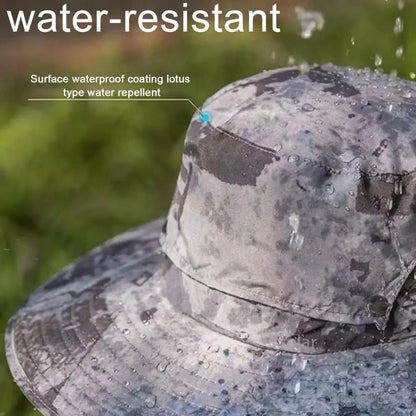 Unisex Solar Fan Sun Hat, Water-resistant hat with waterproof coating, ideal for outdoor activities.