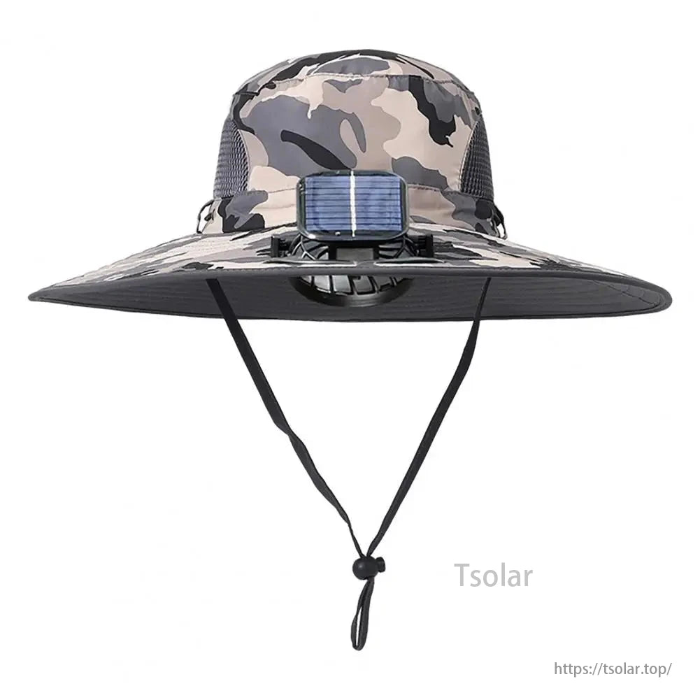 Unisex Solar Fan Sun Hat – Wide Brim Cooling Hat with Dual Fans, USB & Solar Rechargeable, Waterproof Breathable Mesh for Fishing, Hiking, Gardening