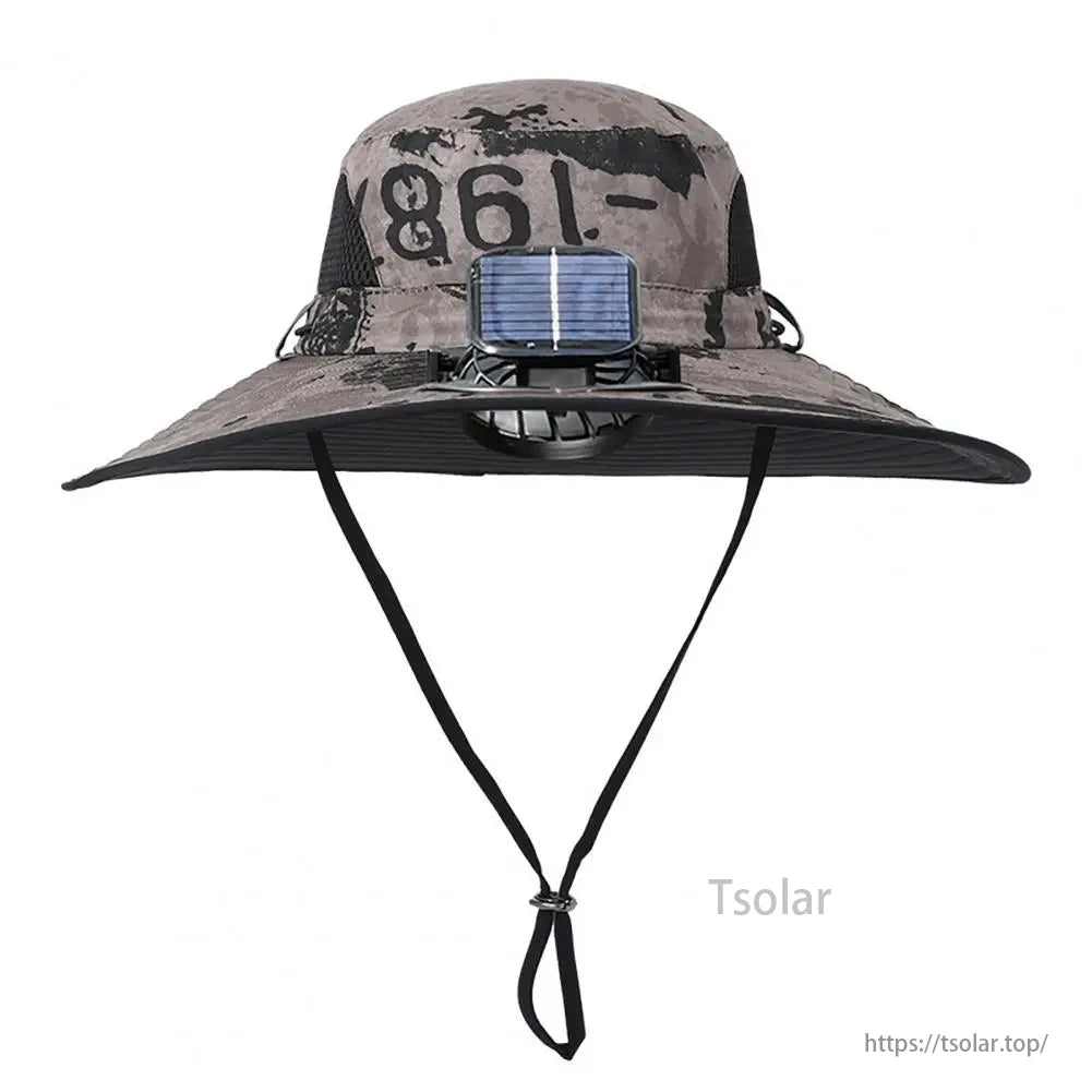 Unisex Solar Fan Sun Hat, Unisex solar fan sun hat with dual fans, USB rechargeable, waterproof mesh.