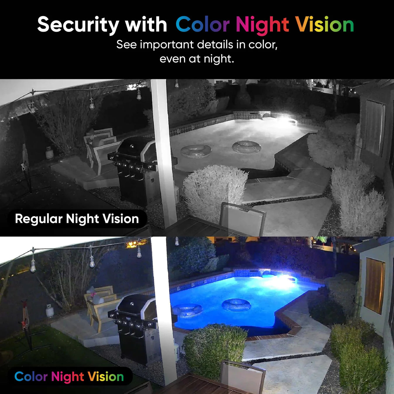 Wyze Cam v4, Vividly captures details day or night with advanced color night vision.