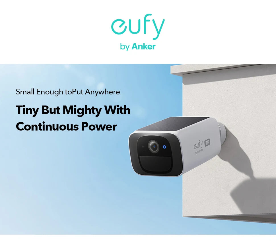 eufy S220 2K Solar Security Camera, GUfy by Anker Small Enough toPut Anywhere But Mighty