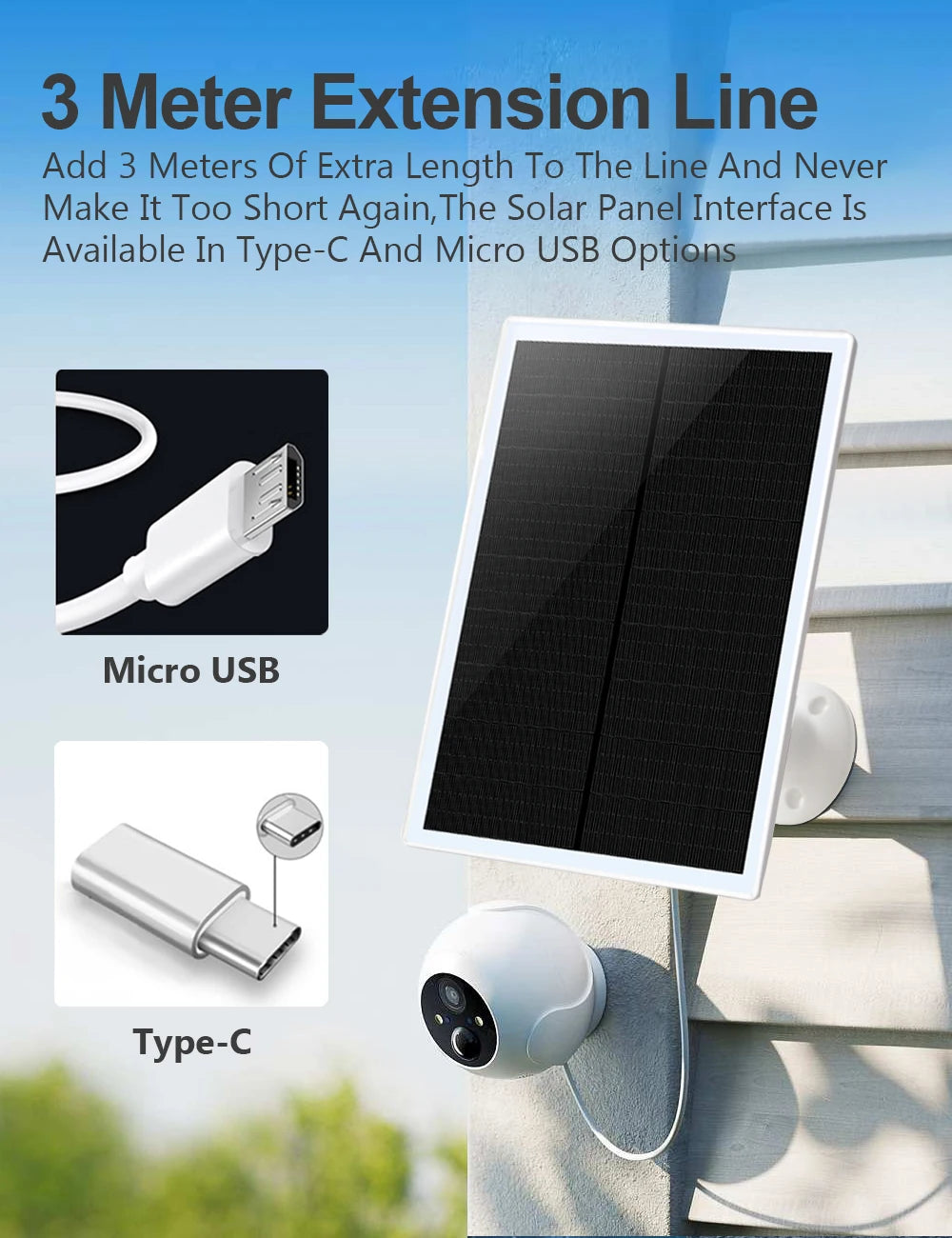 The Solar Panel Interface Is Available In Type-C And Micro USB