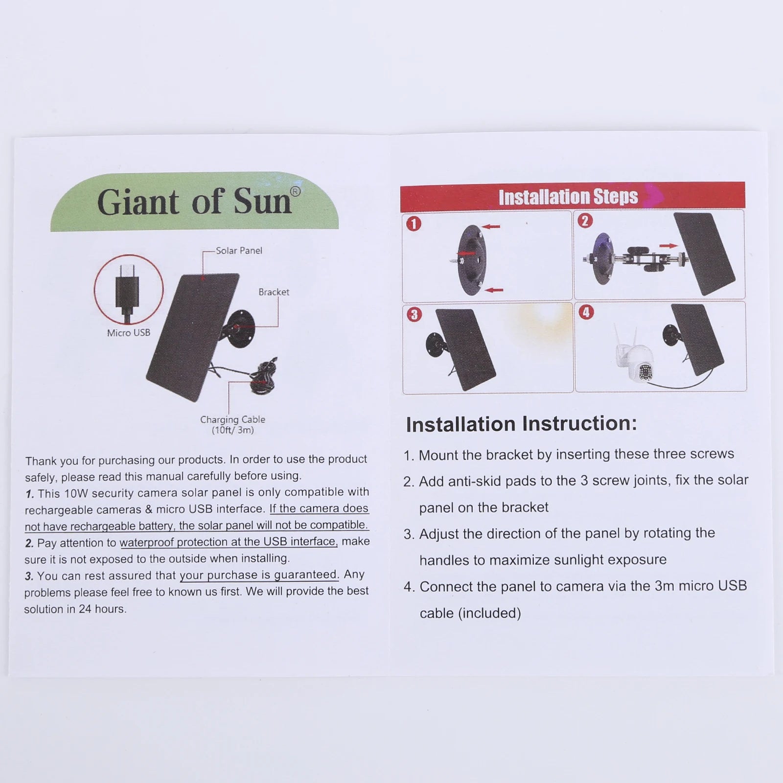1OW security camera solar panel is only compatible with rechargeable cameras
