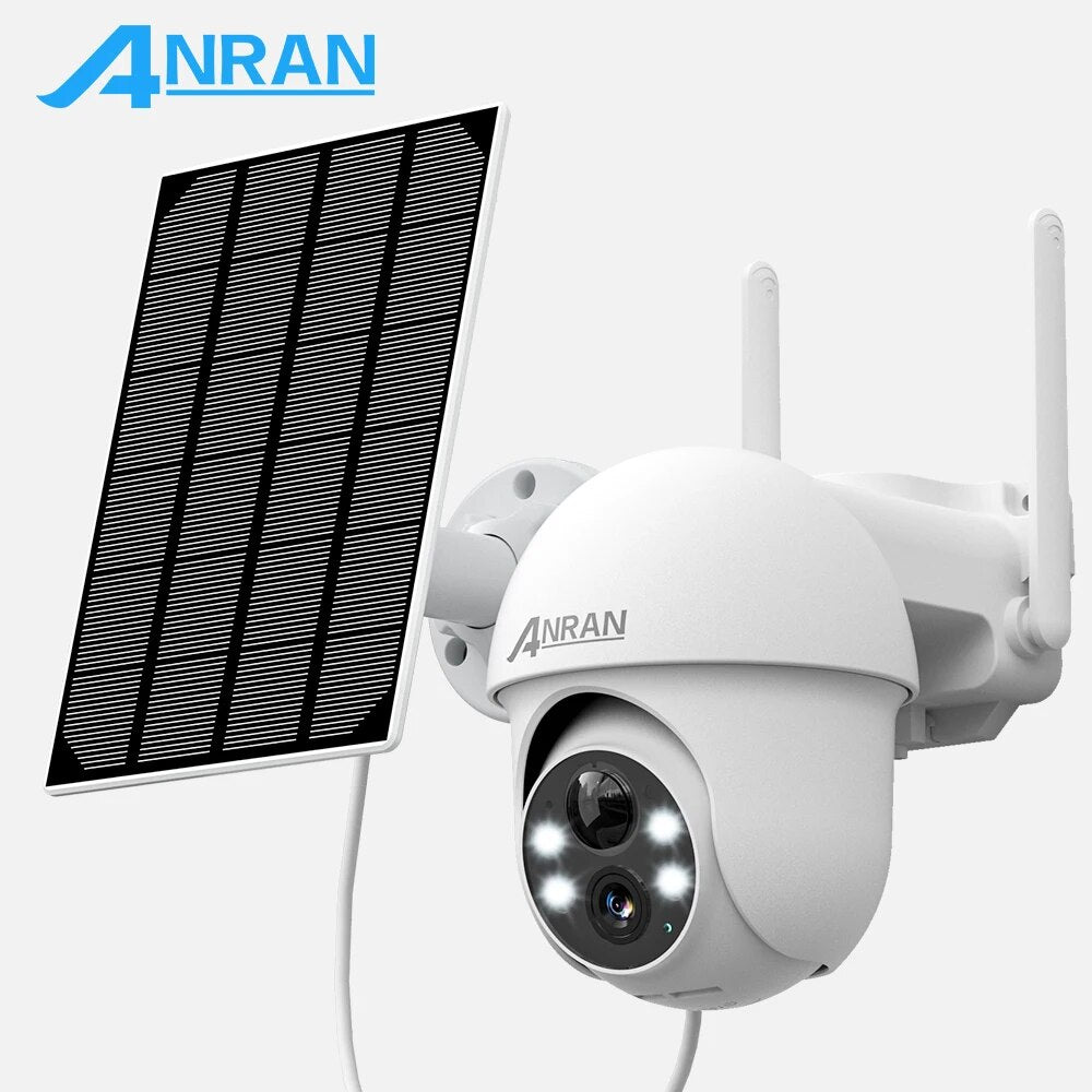 ANRAN Q1 Pro 2K 3MP Solar Camera - Solar Battery PTZ Camera 360° Rotation Security Surveillance Camera Outdoor Wireless Humanoid Detection Siren Alarm Color Night Vision