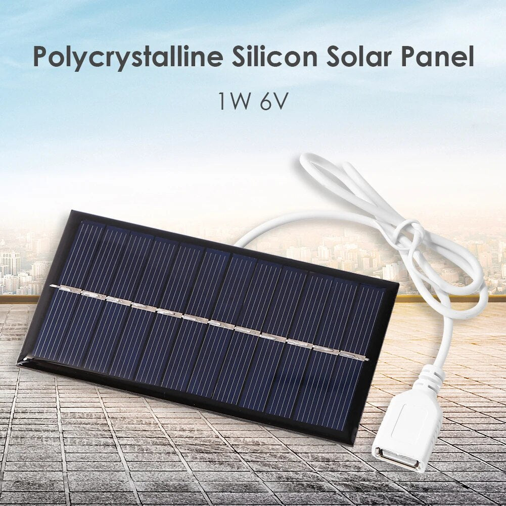 1W 6V Portable Mini Solar Panel -  Polysilicon Solar Power Bank Fan Cell Chargers for Phone