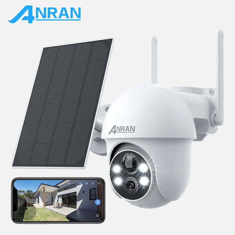 ANRAN Q3 Max 2.5K 5MP Solar Security Camera - 2592*1944 360° View PIR Color Night Vision 2.4G WiFi Outdoor 5200mAh Solar Panel Camera