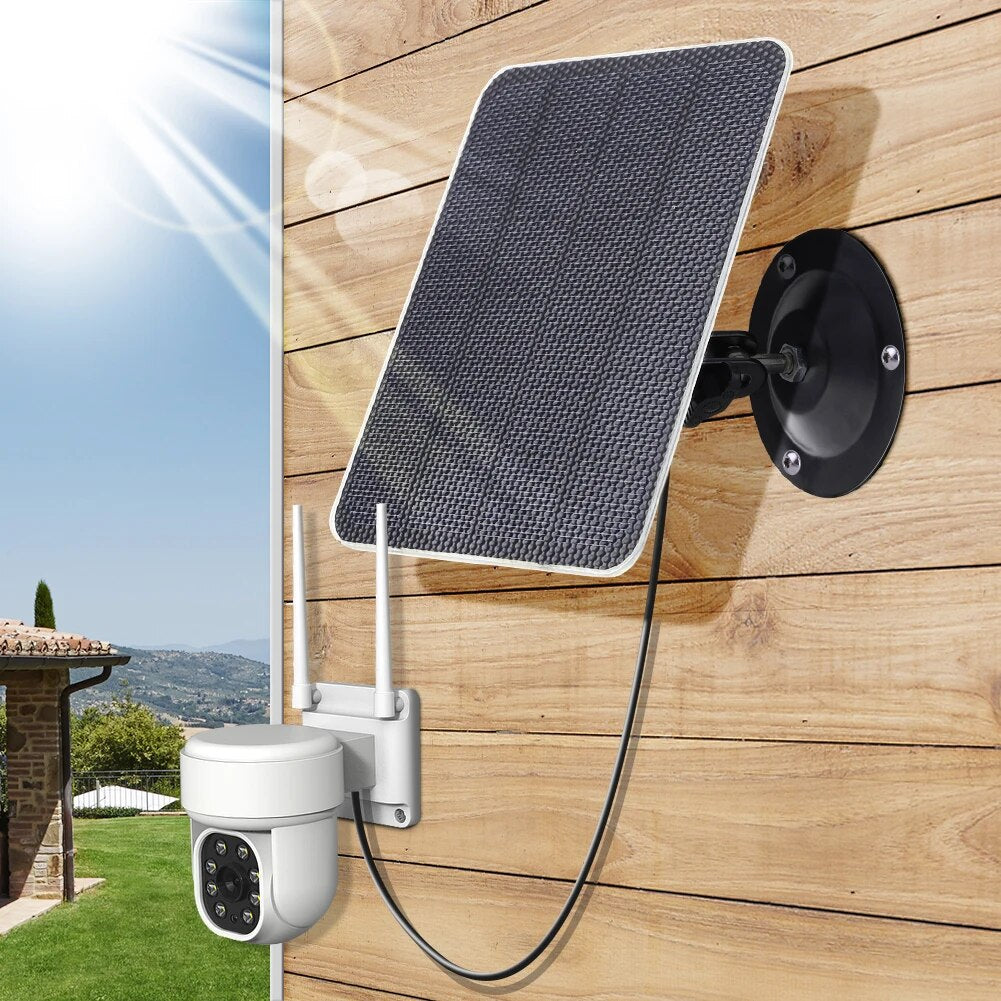 5V 3W Solar Panel For Security Camera - 360° Adjustable Bracket USB Monocrystalline Portable Solar Panel for Doorbell Courtyard Lights