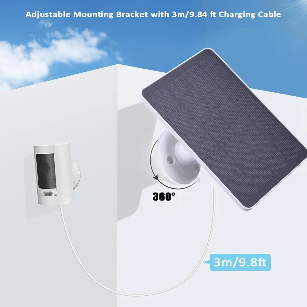 4W Solar Panel, Adjustable Mounting Bracket with 3m/9.84 ft Charging Cable