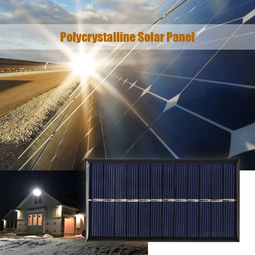 1W 6V Portable Mini Solar Panel -  Polysilicon Solar Power Bank Fan Cell Chargers for Phone