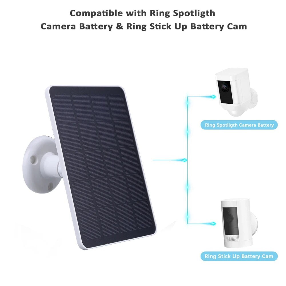 4W Solar Panel, Compatible with Ring Spotligth Camera Battery & Stick Up Battery Cam Ring .