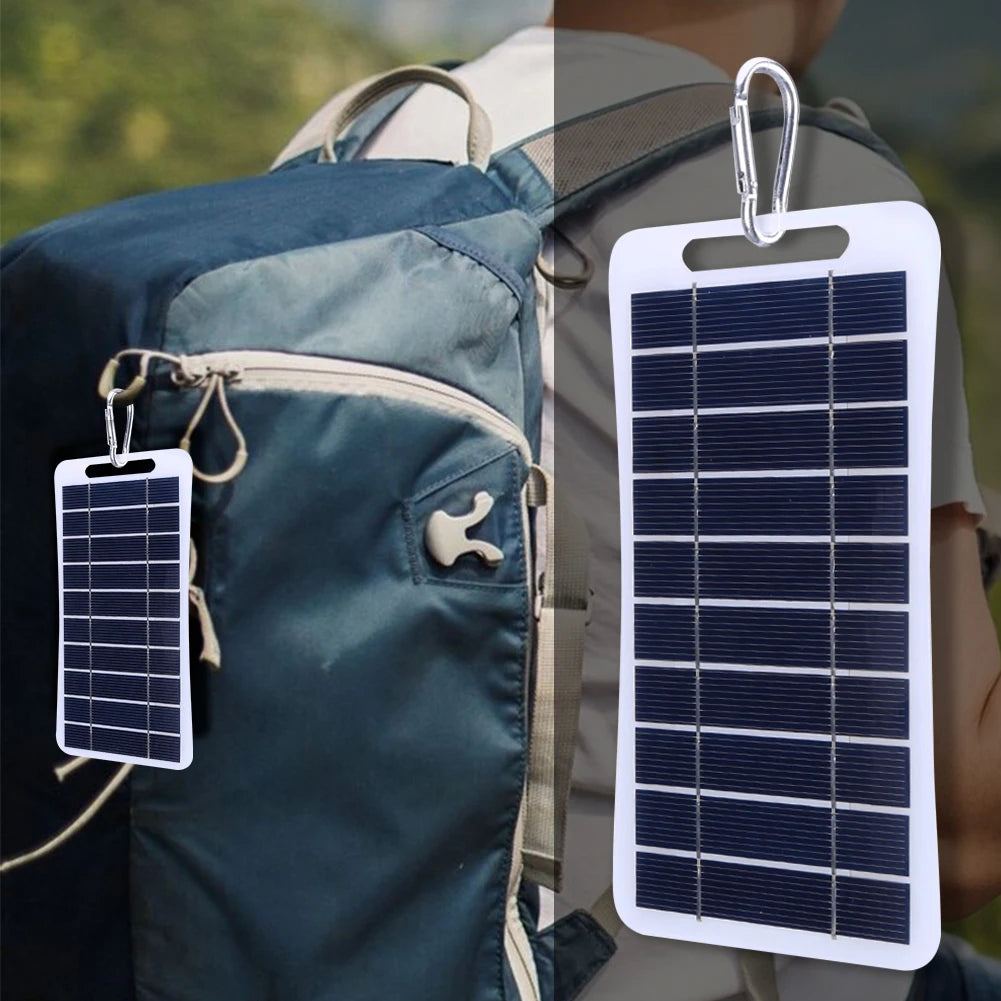 2W 5V Portable Solar Panel - USB Battery Charger Waterproof Phone Power Bank for Camping Backpacking Hiking