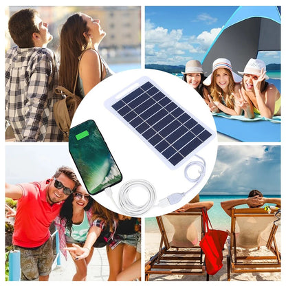 2W 5V Portable Solar Panel - USB Battery Charger Waterproof Phone Power Bank for Camping Backpacking Hiking