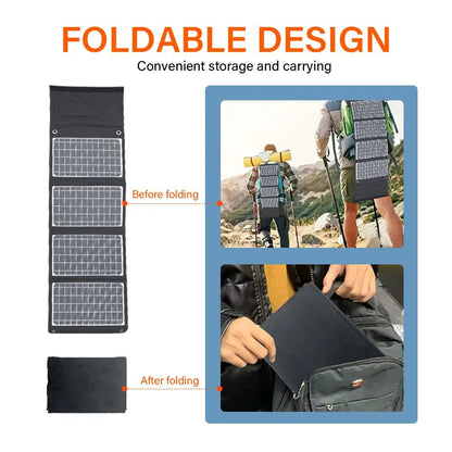 ETFE 45W Foldable Solar Panel, FOLDABLE DESIGN Convenient storage and carrying Before folding After