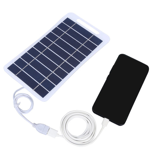 2W 5V Portable Solar Panel - USB Battery Charger Waterproof Phone Power Bank for Camping Backpacking Hiking